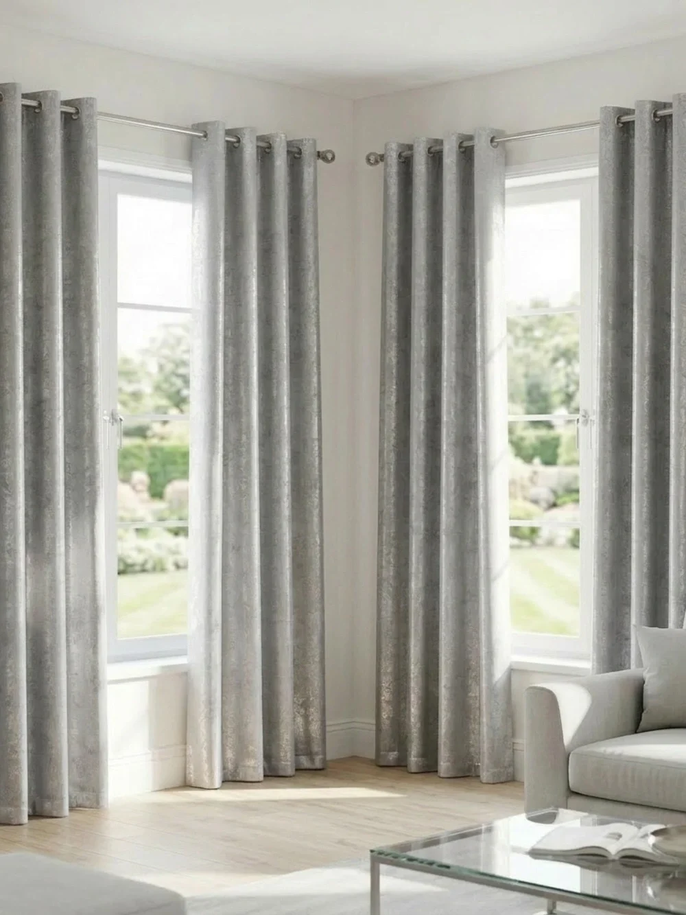 Dainty Home Silver Luster 100% Blackout Curtain Panels - 38x96 - Set Of 8
